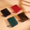 Porta-moedas com zíper Feminino Mini Pequeno Porta-moedas Curto Couro Macio Clutch Bolsa Pequena Porta-cartão Ultrafino Simples Bolsa para Chaves e Moedas