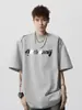 Camiseta de Manga Corta Estilo Americano de Peso Pesado con Estampado de Letras para Hombre, Marca Nueva de Tendencia Verano 2025, Camiseta Casual Holgada de Media Manga