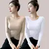 Camiseta base negra cuello redondo fina de modal para mujer nueva llegada Top Ankara rojo otoño manga larga camiseta primavera y otoño