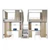 Cama Elevada de Hierro de Dos Pisos Dormitorio para Personal con Escaleras Combinación Multifuncional Cama Superior y Mesa Inferior Cama de Apartamento Fabricante de Foshan