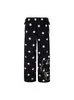 Pantalones Casuales de Pierna Ancha con Cordón y Estampado Completo de Lunares Estilo Retro Americano para Mujer, Nuevo Modelo de Primavera con Diseño de Hello Kitty con Pedrería, Pantalones Fluidos de Largo Hasta el Suelo