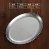 Plato ovalado de acero inoxidable estilo coreano, plato para pescado, plato para aperitivos, plato para barbacoa, plato para hot pot, plato para papas fritas, plato para carne a la parrilla, plato ovalado