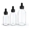 Botella de Vidrio Transparente Boston de 30 ml Botella Gotero de 60 ml para Aceite Esencial Botella Vacía de Vidrio Boston para Aceite Esencial de 4 oz 120 ml