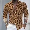 Camisa de manga larga con estampado de leopardo para hombre, transfronteriza europea y americana, con impresión digital 3D y diseño personalizado