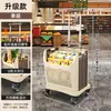 Carrito de compras plegable y ligero para el hogar, remolque de picnic con barra de tiro, carrito de compras pequeño de cuatro ruedas