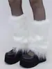 Cubiertas de Calcetines Peludas Estilo Europeo y Americano para Mujer, Calentadores de Piernas de Piel Sintética de Otoño, Calcetines de Media Pantorrilla, Cubiertas para Botas Largas de Pelo Subcultura