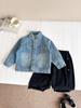 Nausicaä del Valle del Viento 2025 Otoño Nueva Ropa Infantil Retro Elegante Chaqueta de Mezclilla con Cuello Alto para Niños y Niñas Top Versátil