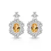 Brilho ao vivo venda quente brincos de imitação de gema colorida prata S925 brincos de tarraxa cor de ovo de pombo brincos de imitação de luxo formato de ovo Moissanite joias
