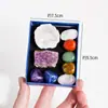 Caixa de Conjunto de Pedras Brutas de Cristal dos 7 Chakras Bloco de Ametista Ágata Marroquina Geodo Gesso Transparente Pedra de Yoga Atacado