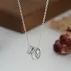 Cadena para Clavícula Elegante con Circonitas Microincrustadas Bañada en Oro Real para Mujer Collar de Doble Anillo de Alta Gama Cadena Exquisita para Suéter de Uso Diario Venta al por Mayor
