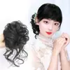 Peluca de pelo rizado con barba larga y temperamento perezoso, banda para el cabello, temperamento mate, cheongsam, estilo antiguo, cabeza esférica, natural y esponjosa