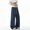 Outono 2026 Novo Calça de Moletom Esportiva Casual de Perna Larga Tendência Patchwork Corte Assimétrico Masculina Calça Longa de Alta Qualidade para Adolescentes