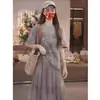 Atuendo Elegante de Verano 2026 para Mujer: Conjunto de Dos Piezas: Camiseta Estampada de Manga Corta y Falda Larga de Malla Fluida con Estilo