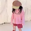 Roupas de verão com proteção solar dopamina para meninas, roupas de verão com mangas compridas para ar condicionado para bebês meninas, saída de praia fina para crianças