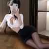 Lencería Sexy Estilo Europeo y Americano Uniforme Sexy de Secretaria Falda de Secretaria Seductora que se Ajusta a la Cadera Uniforme de Pura Pasión Conjunto de Pasión