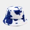Sombrero de Pescador Vaca Lechera para Mujer Otoño e Invierno Nuevo Estampado Moda Coreana Felpa Grueso Cálido Sombrero Cubeta Sombrero Celebridad de Internet Trendy