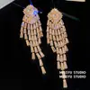 Pendientes de Hilo Dorado con Forma de Panal y Flor de Rosa con Borla de Circonita Pendientes Chapados en Oro Real Pendientes Ligeros de Lujo de Alta Gama para Mujer