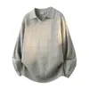 Camisa polo, suéter de punto, cuello en V para hombre, cuello de gaviota, diseño texturizado, estilo old money, venta al por mayor desde una fábrica transfronteriza