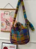 2025 Nova Bolsa Transversal de Ombro Outono e Inverno Bolinhas Retro Flor de Cintura Peluda Pequena Quadrada Grande Capacidade Bolsa para Aula de Estudante