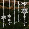 10 Peças Nova Decoração de Árvore de Natal Transfronteiriça Pingente Acessórios de Iluminação Ornamentos Transparentes de Acrílico Pendurados Contas Octogonais Cristal