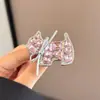 Grampo de Cabelo Laço de Strass para Cachorrinho, Presilha Lateral para Franja Feminina, Presilha Bico de Pato para Cabelos Quebrados, Acessórios de Cabelo