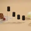 Frasco de vidro âmbar à prova de luz com tampa preta, frasco para óleo essencial, frasco dispensador de amostra de perfume, frasco cosmético vazio portátil atacado
