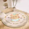 Tapete de Chão Redondo Fofo de Desenho Animado Imitação de Caxemira, Tapete Absorvente, Tapete Decorativo para Sala de Estar, Quarto, Cabeceira de Cama, Tapete de Pé Resistente ao Desgaste