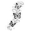 Pegatina de Tatuaje Flor de Luna Mariposa Oscura Flor de Boceto Blanco y Negro Pegatina para Brazo Impermeable de Larga Duración Pegatina de Tatuaje de Halloween