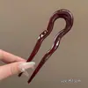 Elegante Pasador de Pelo de Acrílico en Forma de U Palillo para Recogido de Pelo de Alta Gama Nuevo Estilo Chino Artefacto para Recogido de Pelo Pasador Simple Moderno