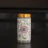 Pote de Chá Esmaltado Folha de Lótus, Pote Cerâmico Doméstico Selado à Prova de Umidade, Pote Portátil para Armazenamento de Viagem, Recipiente para Chá, Item de Presente