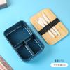 Lonchera de estilo japonés con tapa de madera y lonchera portátil para estudiantes, lonchera de paja de trigo para microondas.