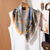 Pañuelo Cuadrado de Doble Cara Bicolor con Patrón de Espiga 65 para Mujer, Estilo Retro Francés Sencillo, Accesorio Elegante, Pequeño Pañuelo de Cuello de Moda