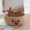 Cesta de Almacenamiento Tejida con Cuerda de Algodón de Reno Navideño Personalizada, Gran Capacidad, Cesta de Almacenamiento para Ropa en Casa, Decoración Navideña de Alce