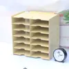 Estantería de escritorio de varios niveles con 30 compartimentos para papel A5, estantería para oficina y estudiantes, marco de madera, estante de almacenamiento de madera, caja de almacenamiento