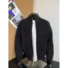 Jaqueta Cardigã de Zíper Cinza para Homem, Tendência Primavera e Outono, Solta, Casual, Bonita, Jaqueta Suéter com Gola Alta Masculina