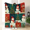 Bestseller Amazon transfronteiriço: Manta de flanela vermelha de frutas de Natal, floco de neve e veado, manta macia para feriados em casa
