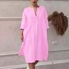 2025 Vestido Holgado de Color Sólido Transfronterizo Europeo y Americano Temu Amazon Talla Grande Botón Falda de Color Sólido Mujer Venta al por Mayor