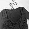 Moda Nueva Otoño Invierno 2024 para Mujeres Europeas y Americanas Sexy de Chicas Picantes Top de Manga Larga con Cuello con Cordones