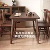 Mesa de Comedor, Mesa de Comedor Completamente de Madera Maciza, Apartamento Pequeño, Casa de Alquiler Sencilla, Mesa de Comedor Larga, Color Nogal, Mesa de Comedor y Sillas Modernas Combinadas