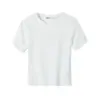 Camiseta Blanca de Manga Corta para Mujer, Nueva de Verano 2026, Top Ajustado Cropped de Cintura Alta para Mujer