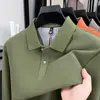 Nova Camisa Polo Masculina de Manga Longa com Gola Lapela Outono Casual Solta Básica Estilo Clássico Top Polo Masculino para Homens