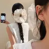 Goma para el pelo con lazo dulce para niñas, elegante goma de encaje para coletas bajas y peinados de moño