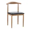 Silla de Comedor Nórdica para Uso Doméstico, Silla Simple de Hierro con Forma de Cuerno y Respaldo de Madera Sintética, Adecuada para Cafeterías de Té con Leche y Restaurantes Temáticos