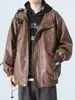 Chaqueta de Cuero para Hombre con Cuello Americano Primavera y Otoño Nuevo Estilo Retro Japonés Versátil Holgada de Moda Marca Rogue Genial Chaqueta de Motociclista