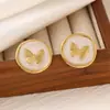 Pendientes de Acero Inoxidable con Goteo de Aceite de Mariposa Populares Transfronterizos para Mujer, Pendientes Exquisitos de Alta Gama Dorados en 18K que No Se Desvanecen, Joyería al por Mayor