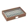 Caja de Almacenamiento Transparente de Gran Capacidad para Bolígrafos con Veta de Madera de Nogal Negro, Caja Vintage para Almacenamiento y Exhibición de Papelería, Caja de Gabinete a Prueba de Polvo