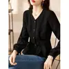 Tops Únicos y Elegantes para Mujer que Ceñen la Cintura, Camisas de Manga Larga para Primavera y Otoño, Chic y Hermosos, Modernos y Rejuvenecedores, Adecuados para Figuras Pequeñas