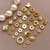 Cuentas sueltas de cobre chapado en oro de 18 quilates, separadores en forma de OVNI, cuentas redondas roscadas para pulsera y collar DIY hechos a mano, accesorios de joyería