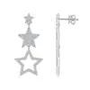 Pendientes de estrella de plata de ley S925 totalmente incrustados con moissanita, pendientes largos de tres meteoros, pendientes largos de moissanita