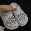 Elegante accesorio de zapato tipo zueco de ballet con lazo morado, hebilla decorativa de zapato de alta gama desmontable para bricolaje